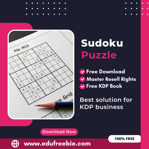 100% Free Sudoku Puzzle Book with Master Resell Rights. You can sell this Puzzle Book on Amazon KDP and Earn 100% Profit from that, Become a millionaire after selling this book