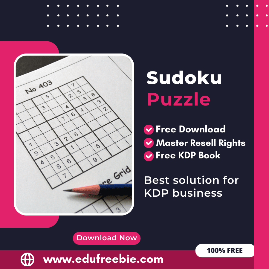 You are currently viewing 100% Free Sudoku Puzzle Book with Master Resell Rights. You can sell this Puzzle Book on Amazon KDP and Earn 100% Profit from that, Become a millionaire after selling this book